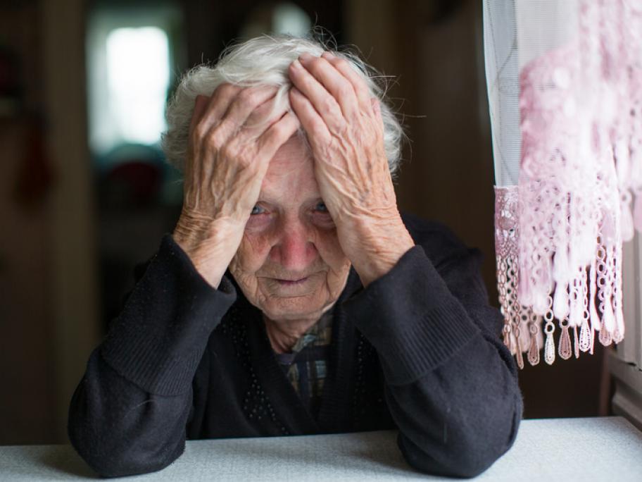 Elderly depressed woman