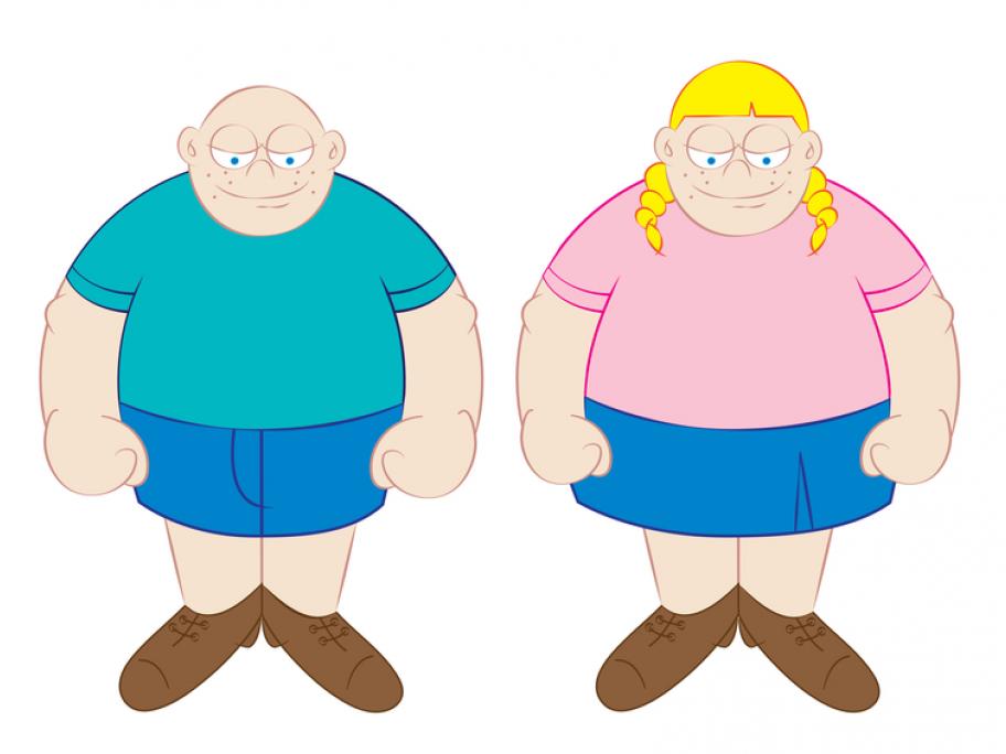 Fat boy and girl cartoon