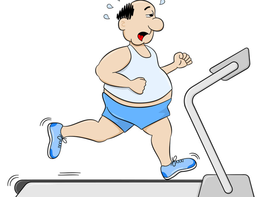 fat man on treadmill
