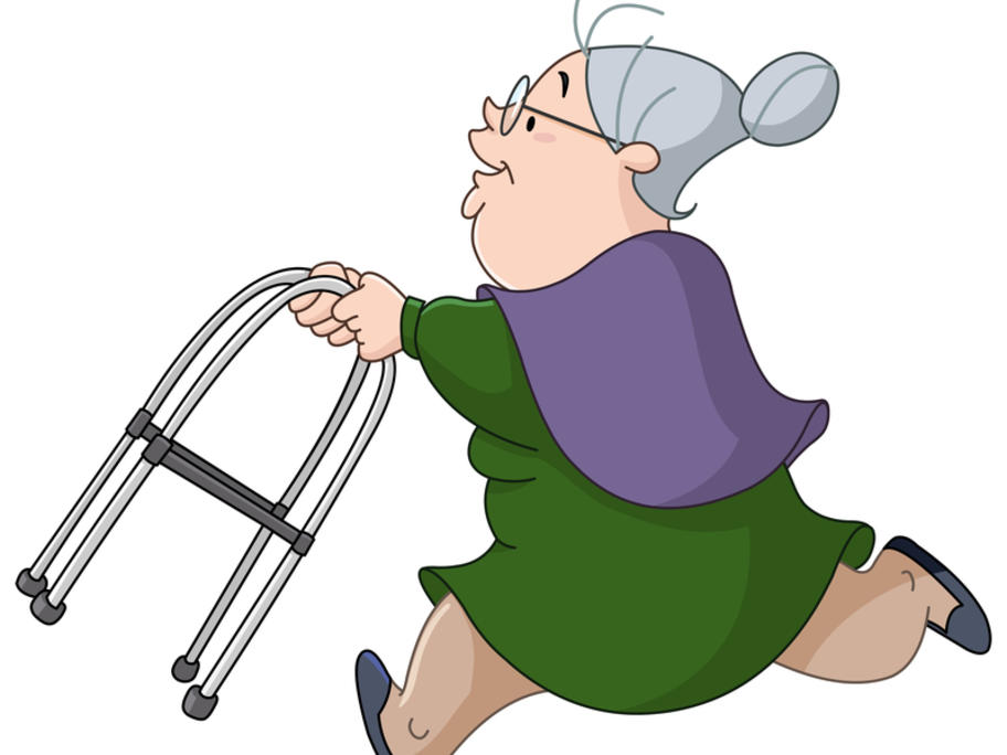 old woman with walker
