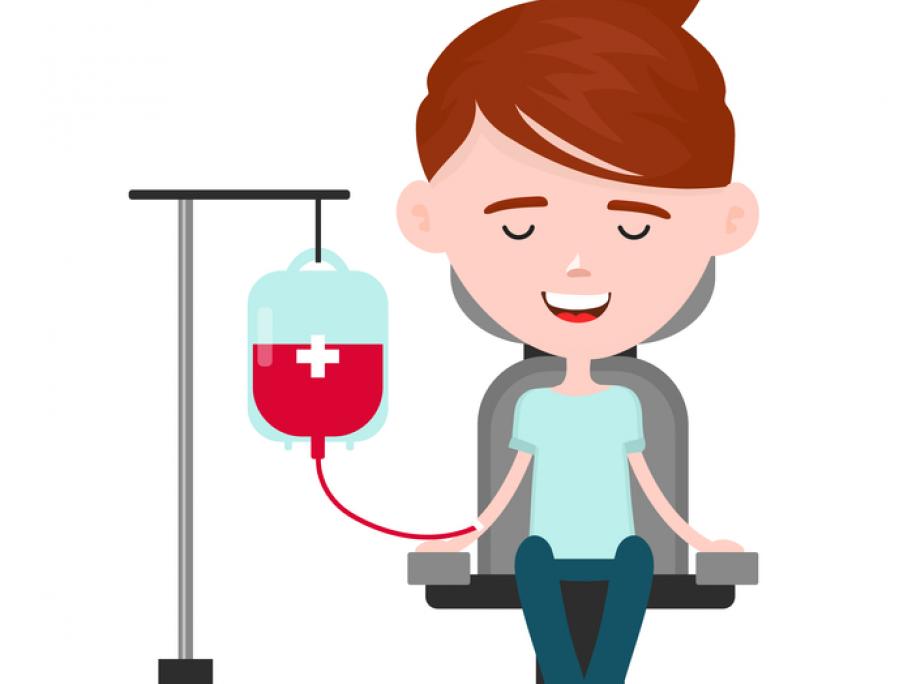 young woman donating blood