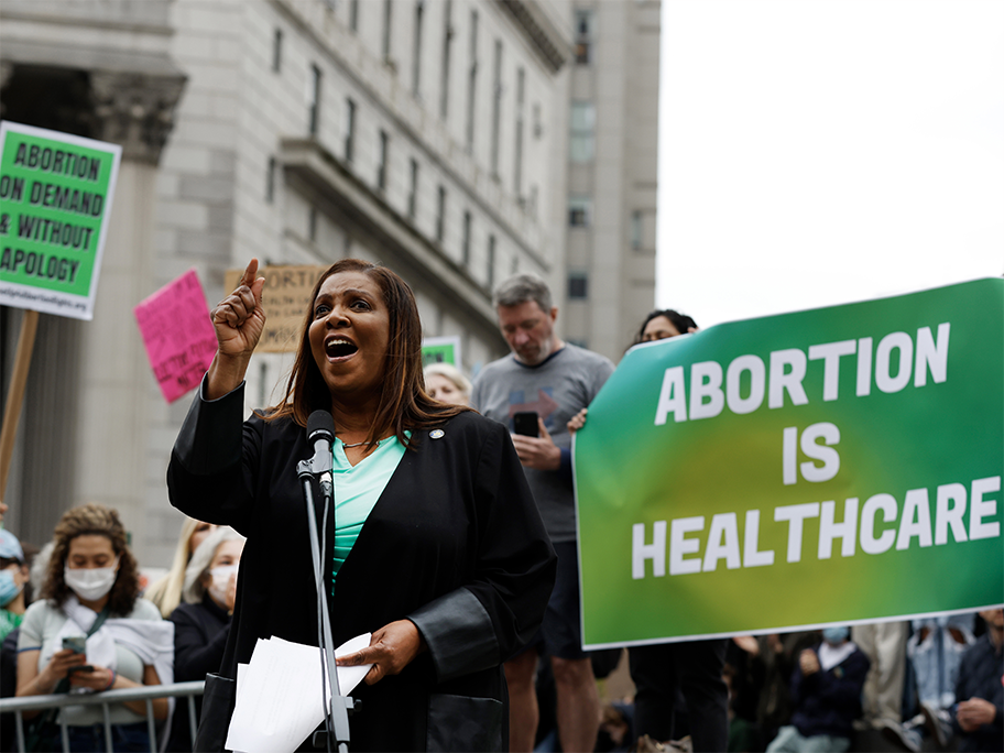 Letitia James at rally