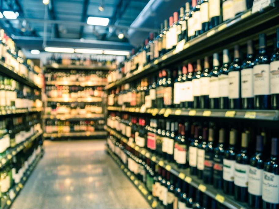Shelves of alcohol