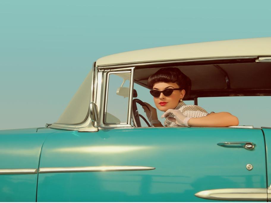 Woman driving car