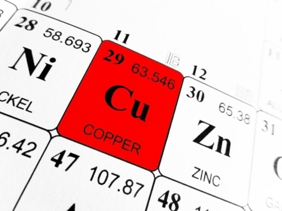 excerpt from periodic tabl showing copper