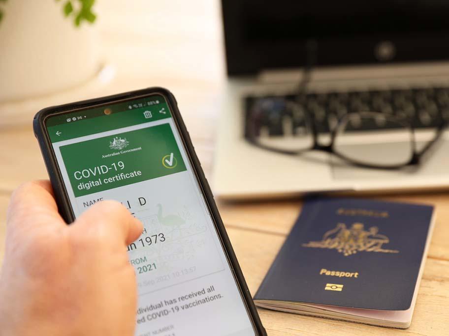 Official Commonwealth of Australia Government digital proof of covid-19 vaccination certificate on a mobile phone device.