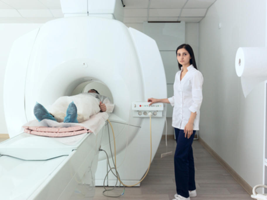 Man in MRI scanner