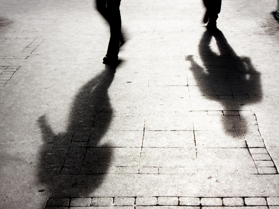 Shadows on pavement