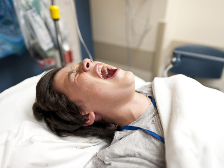 Crying child in hospital