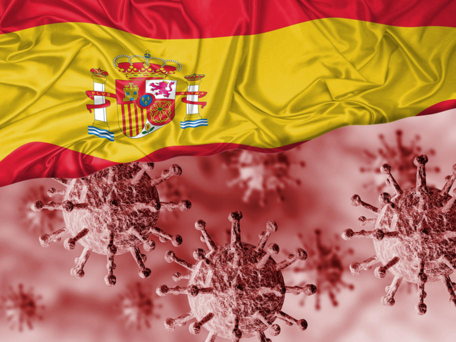 Coronavirus with Spanish flag