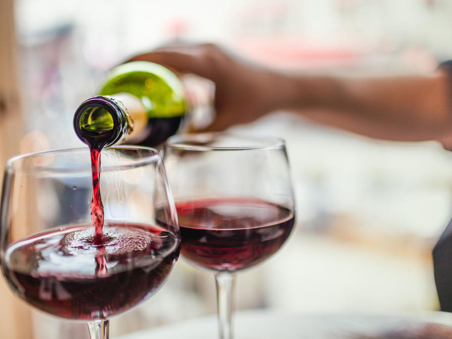 Pouring red wine