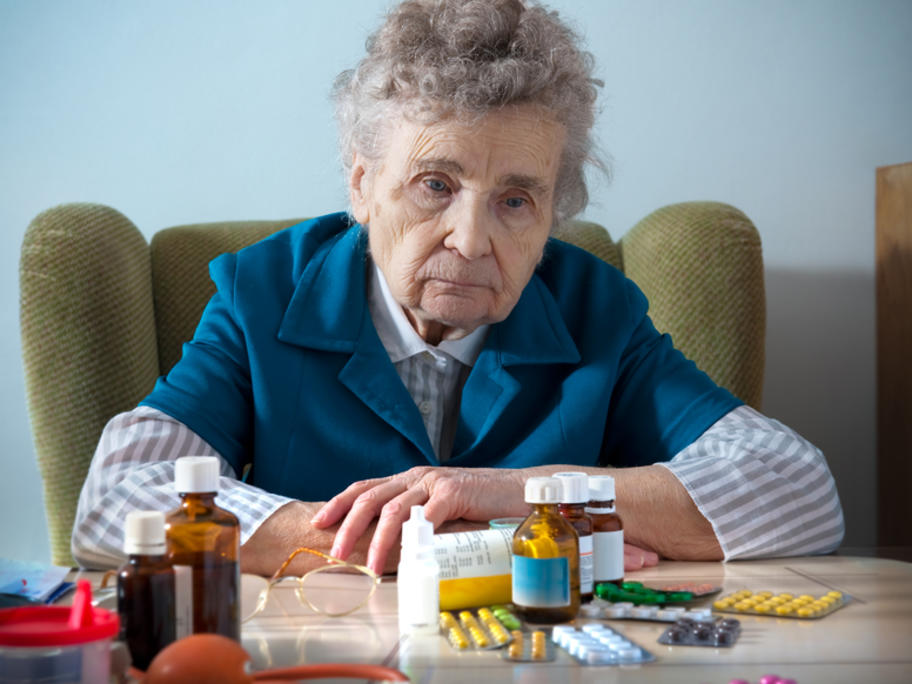 elderly patient with medicine.