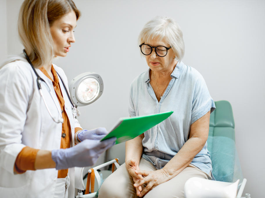 gynaecologist with elderly patient