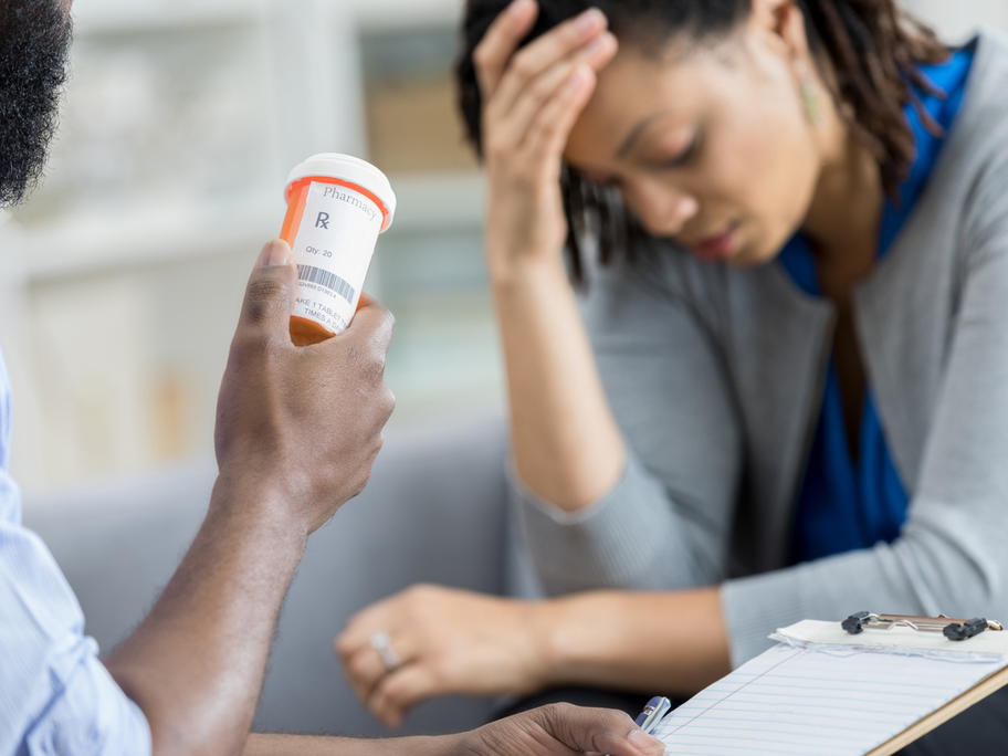 Woman receiving antidepressants