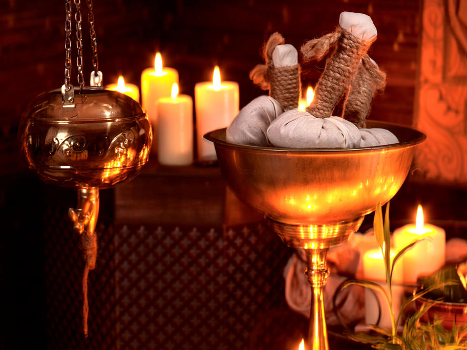 Ayurvedic massage items.