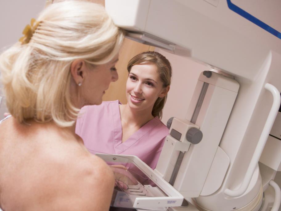 woman in her 60s having mammogram