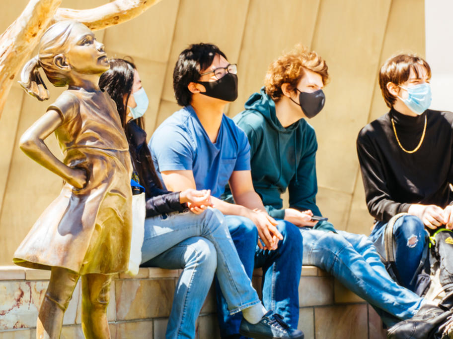 People wearing masks