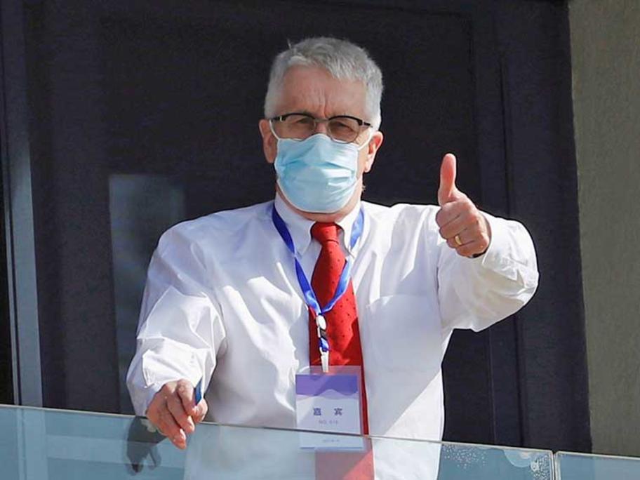 Professor Dominic Dwyer in Wuhan.