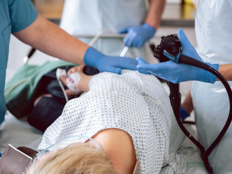 woman patient having colonoscopy
