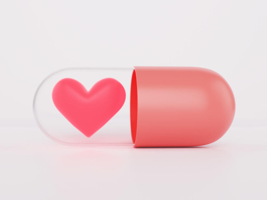capsule containing a heart - polypill concept