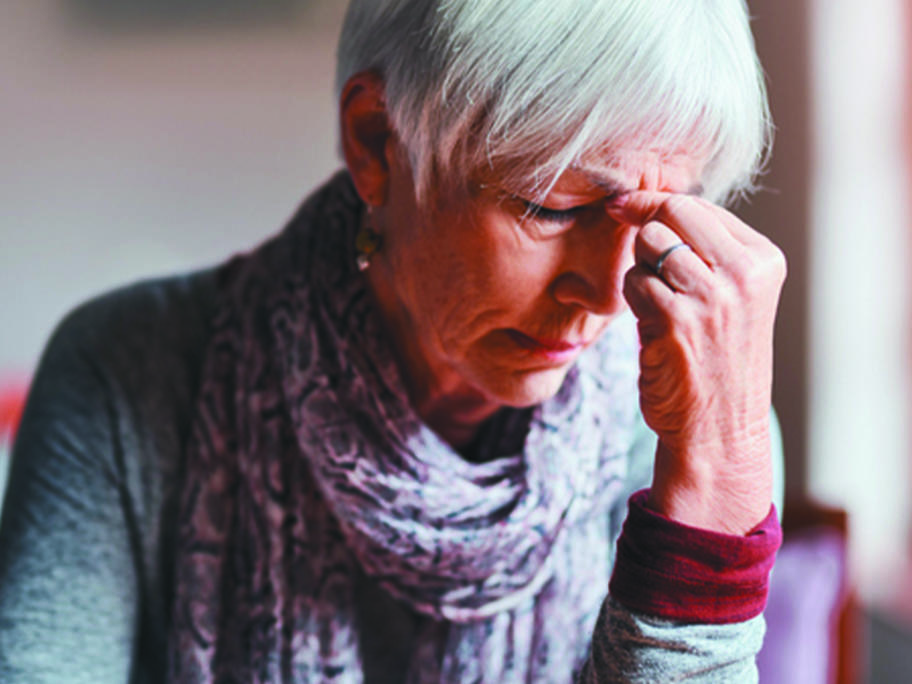 fatigued senior woman