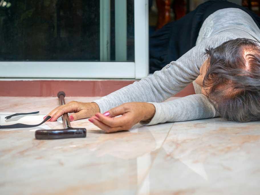 Senior woman who has fallen