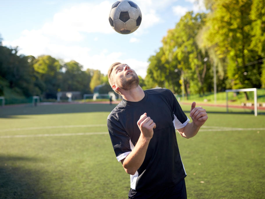 Heading a soccer ball