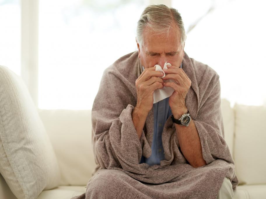 Older man with flu