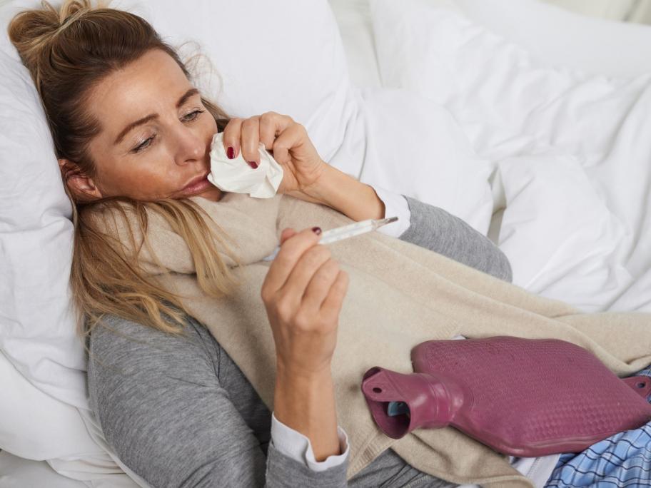 Woman with flu