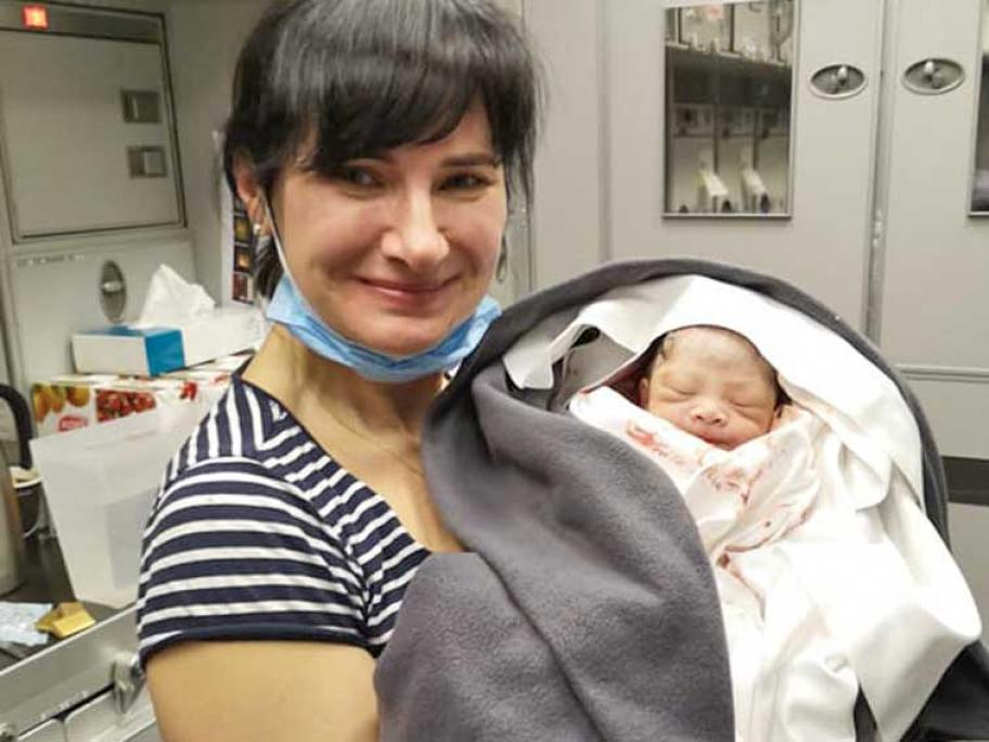 Dr Alena Fedchenko, with the newborn