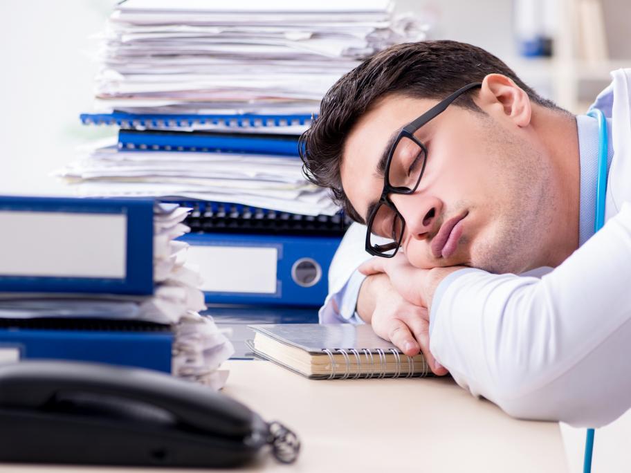 Overworked doctor