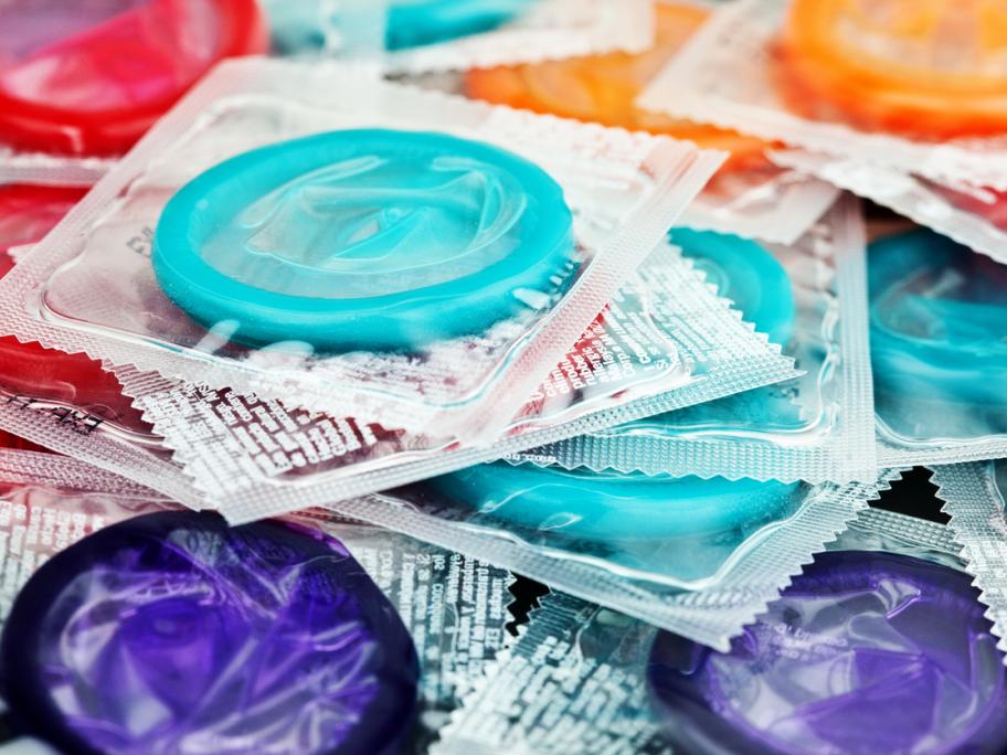 Colourful condoms