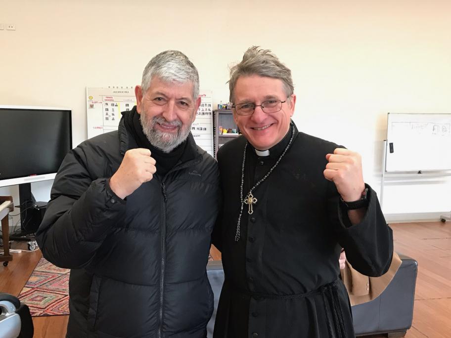 Dr Lou Lewis and Father Dave Smith