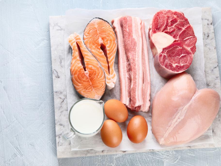 Eggs, meat, fish
