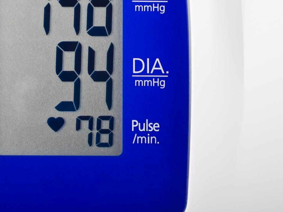 Blood pressure machine showing 148 over 94