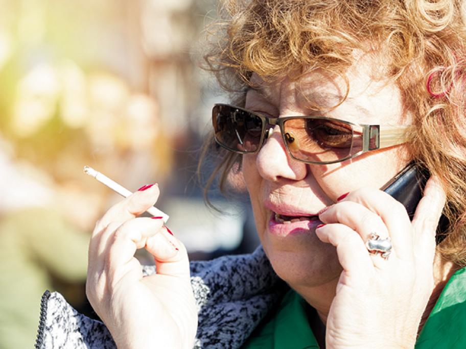 middle-aged woman smoking