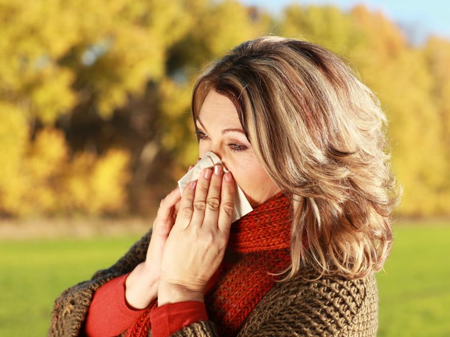 middle-aged woman with flu