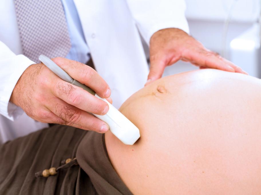 woman having ultrasound late in pregnancy