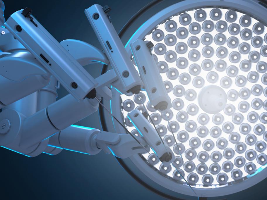 robotic surgery machine and theatre lights