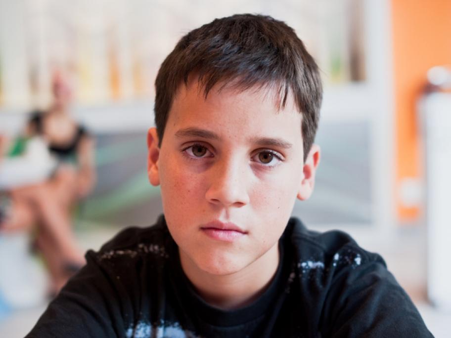 12-year old boy, sad face