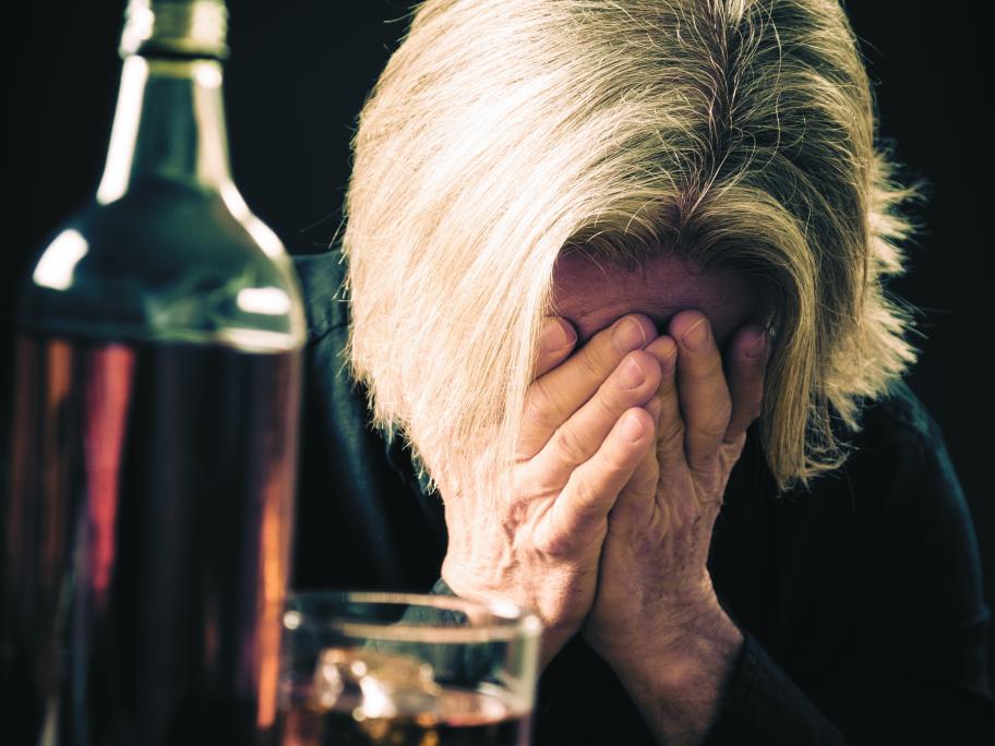 Senior with alcohol