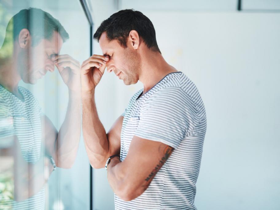 stressed depressed man in his 30s