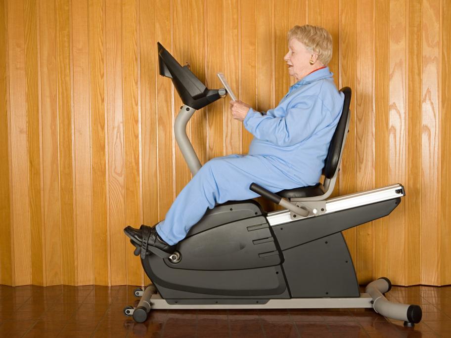 older woman on bike