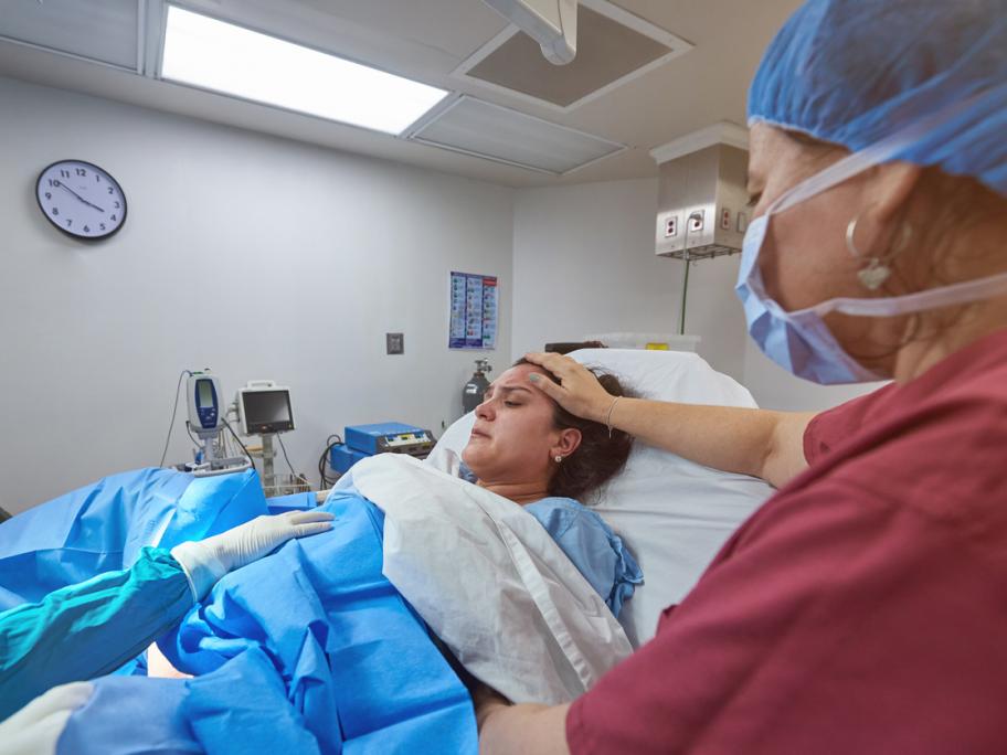 Woman in hospital for birth of child