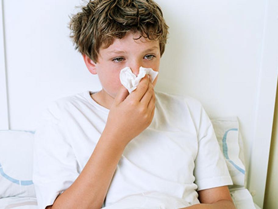 Boy with flu
