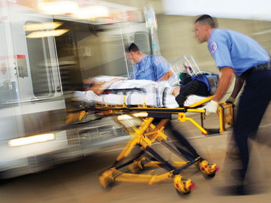 paramedics and ambulance in emergency