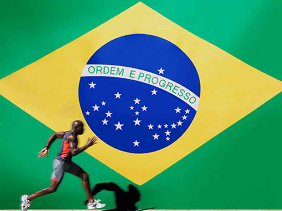 Brazilian flag and athlete
