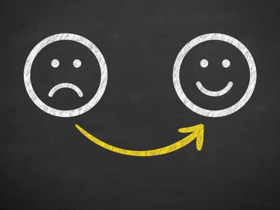 from sad face to happy face