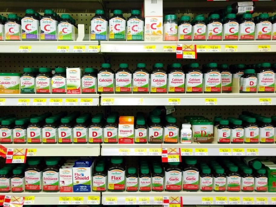 vitamins on shelves
