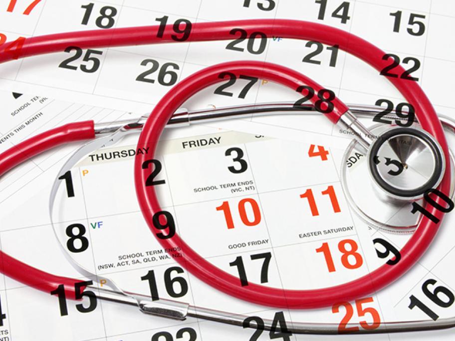 calendar and stethoscope